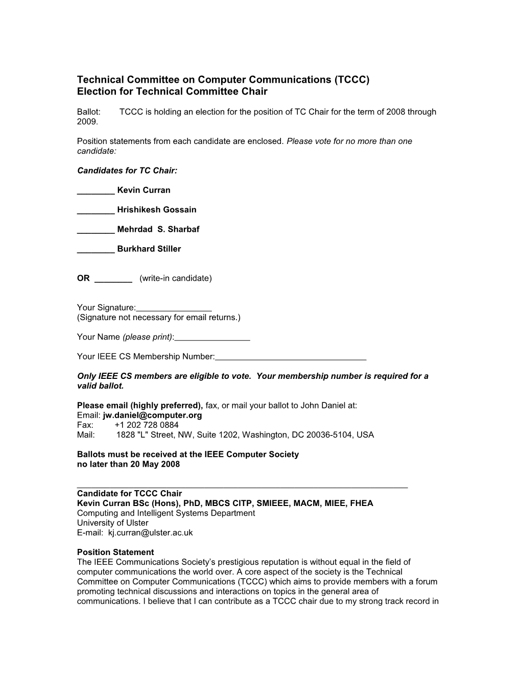 Technical Committee on Computer Communications (TCCC)