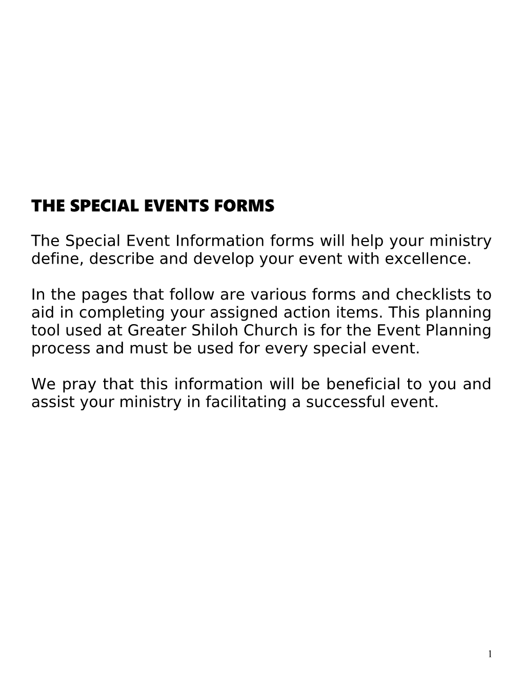The Special Events Forms