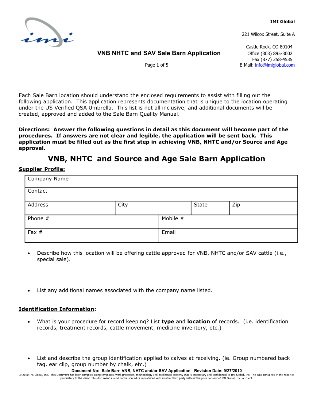 NHTC Site Specific Procedures