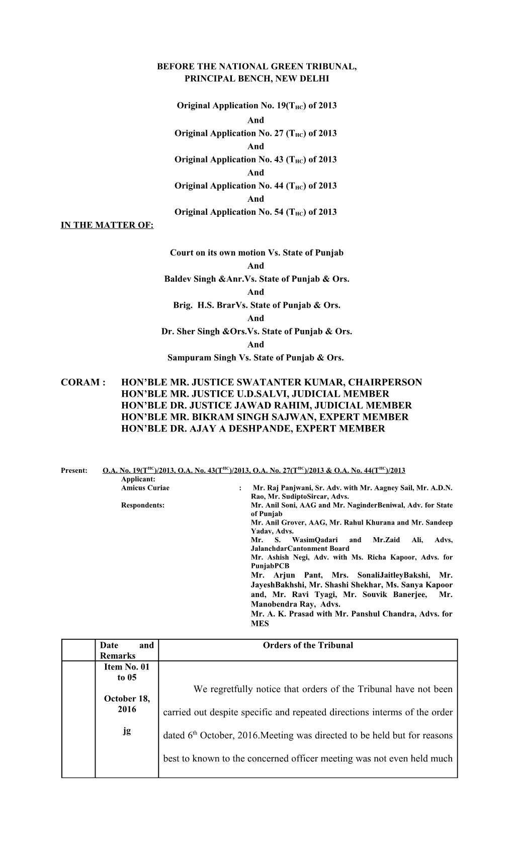 Before the National Green Tribunal