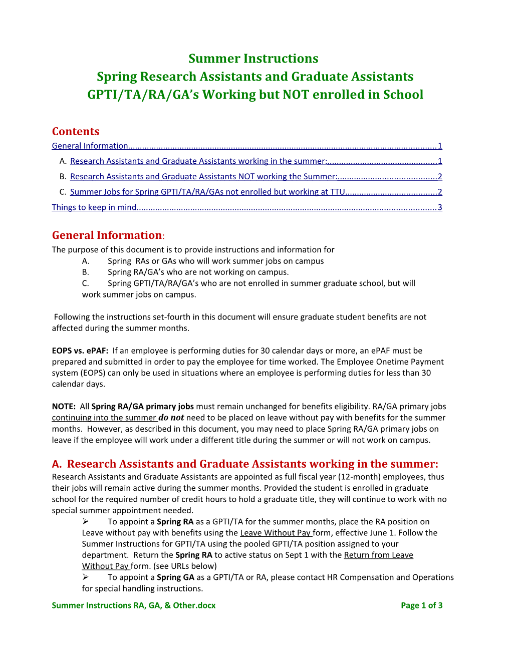 Springresearchassistantsandgraduateassistantsgpti/TA/RA/GA Sworkingbutnotenrolledinschool