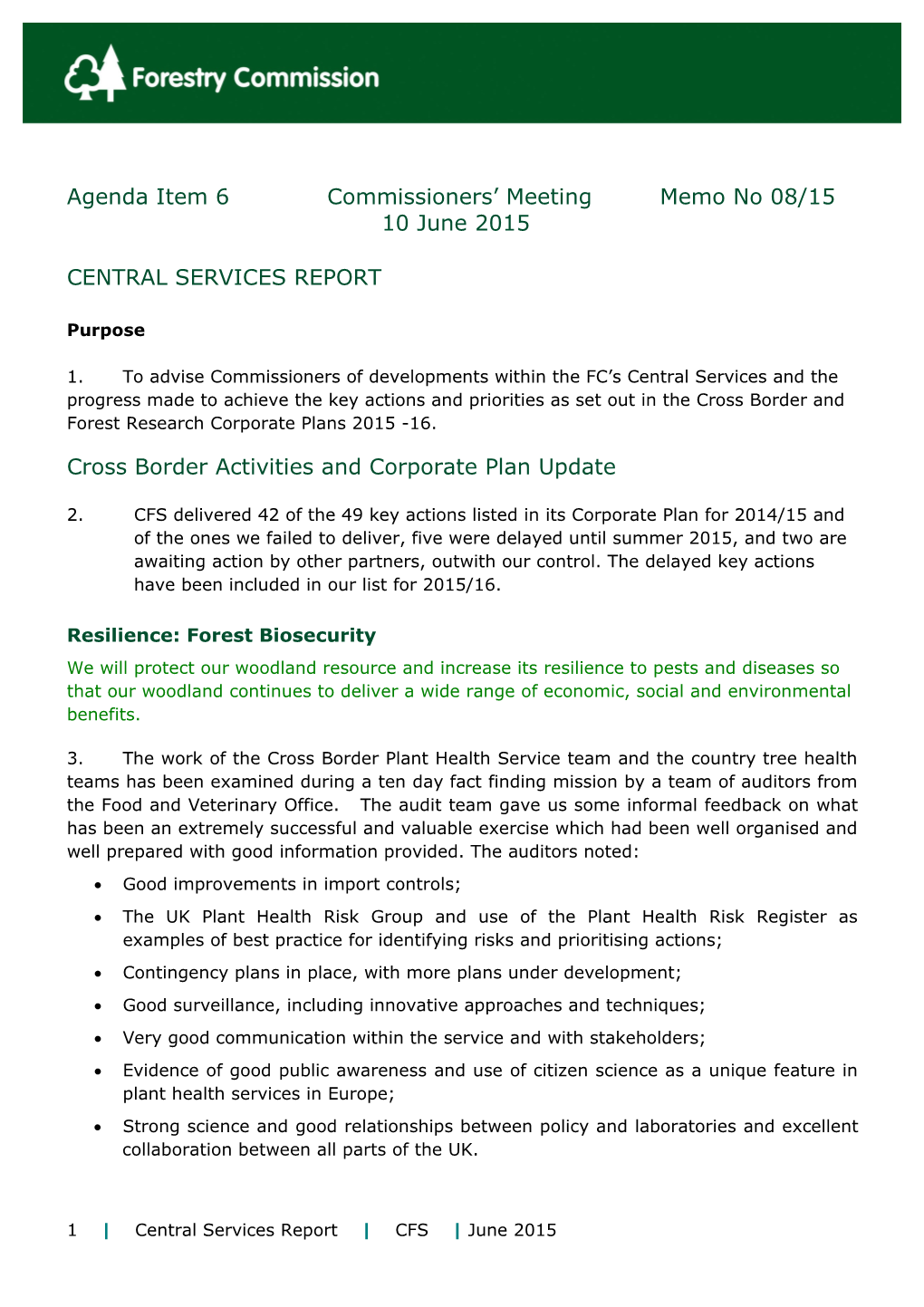 Agenda Item 6Commissioners Meetingmemo No08/1510 June 2015