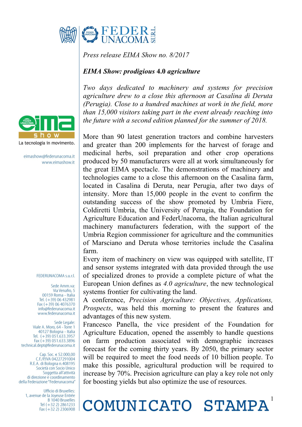 EIMA Show: Prodigious 4.0 Agriculture