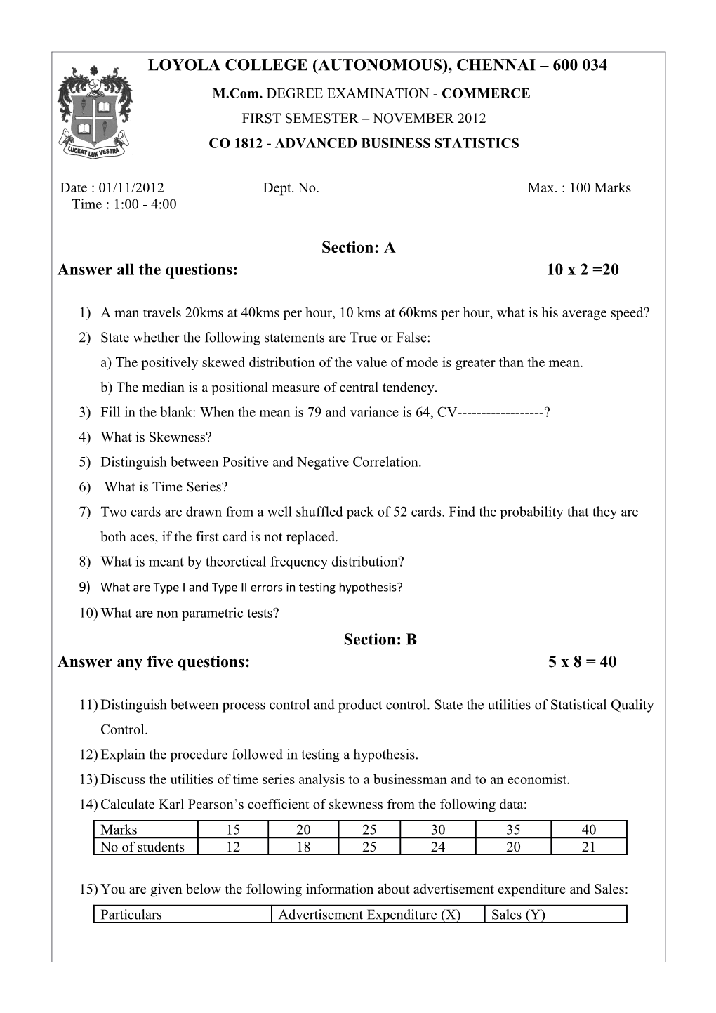 M.Com.DEGREE EXAMINATION - COMMERCE