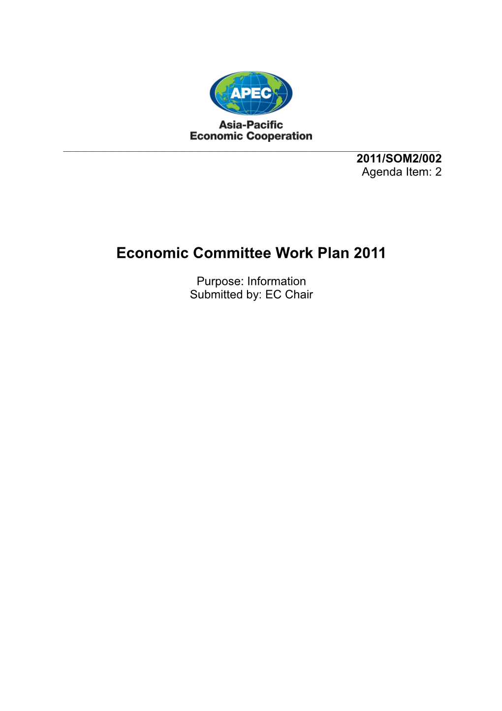 Economic Committee Work Plan 2011