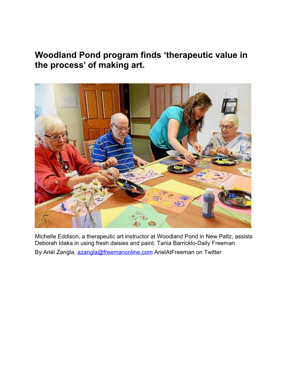 Woodland Pond Program Finds Therapeutic Value in the Process of Making Art