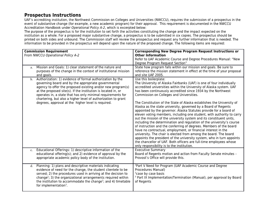 NWCCU Substantive Change Prospectus Instructions