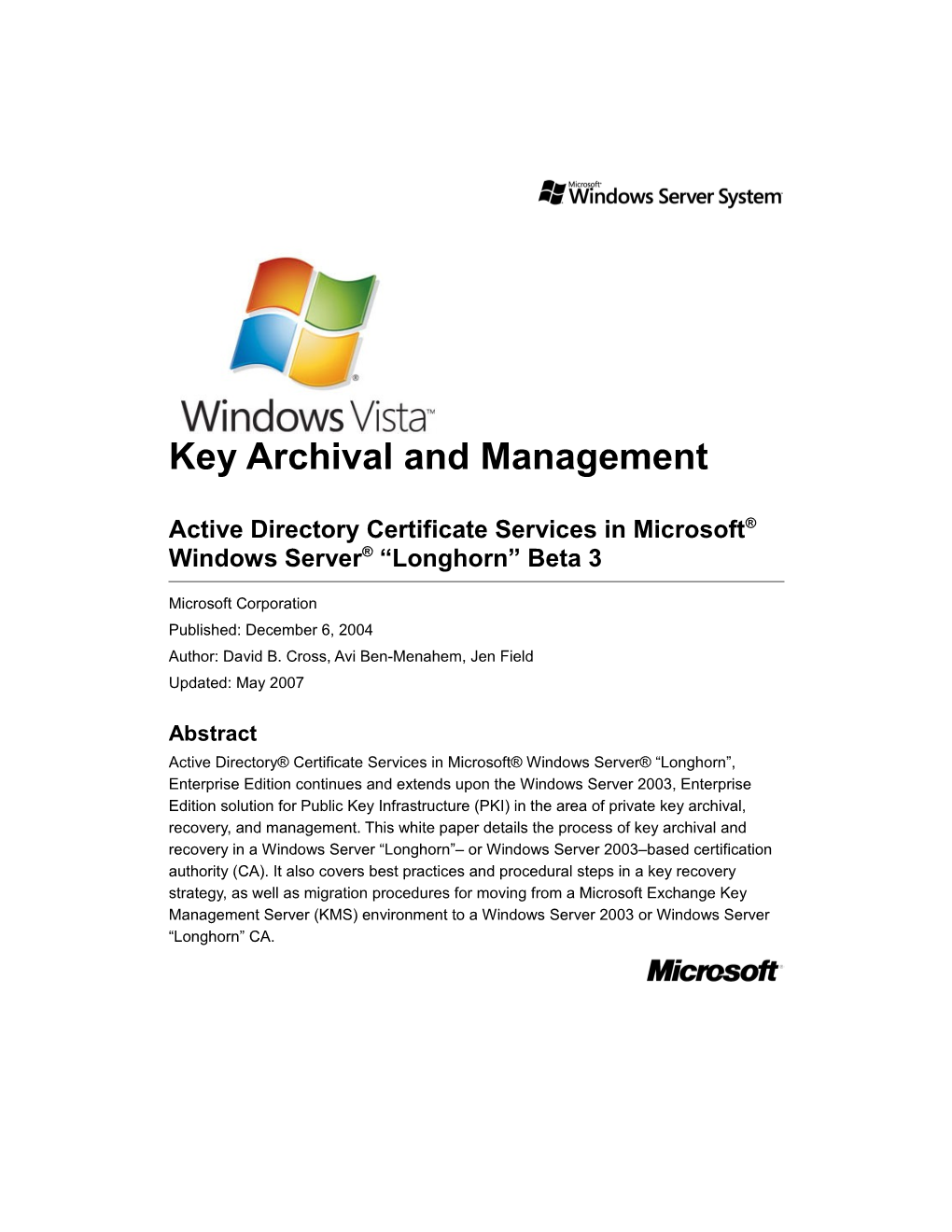 Key Archival and Management