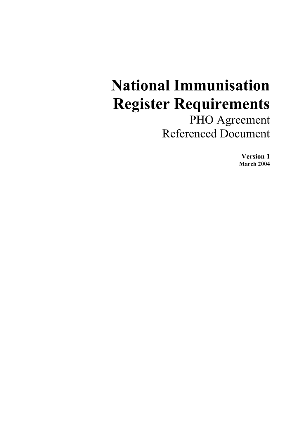 National Immunisation Register Requirements