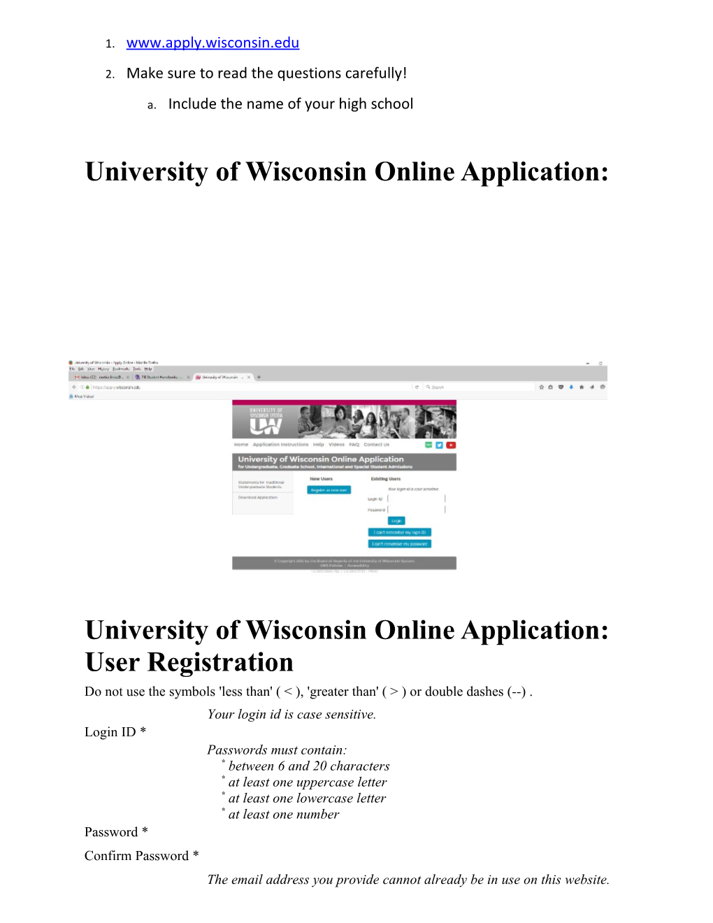 University of Wisconsin Online Application