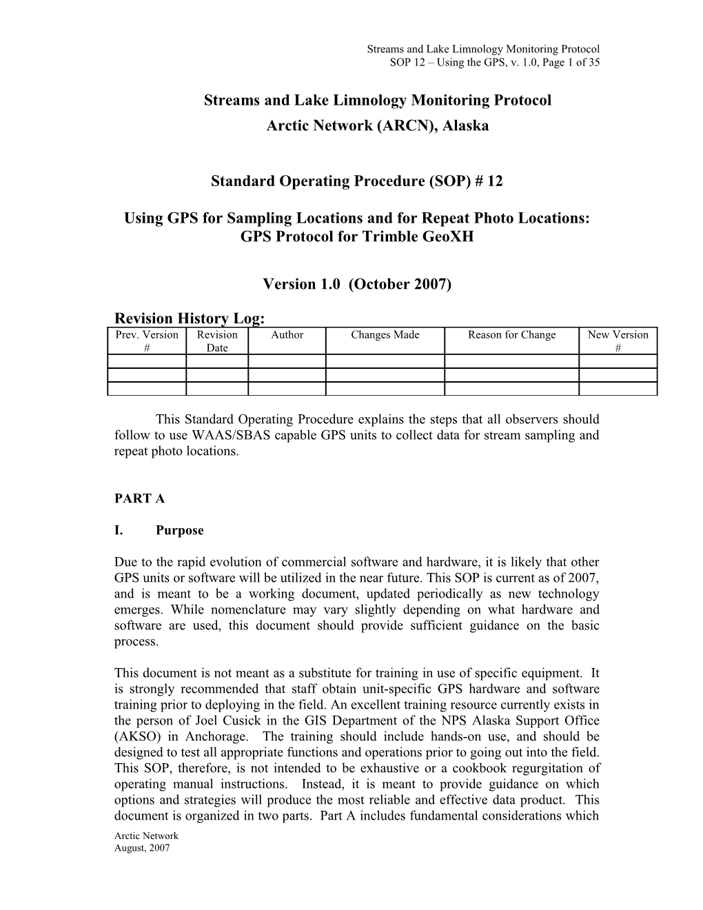 Streams Andlakelimnology Monitoring Protocol