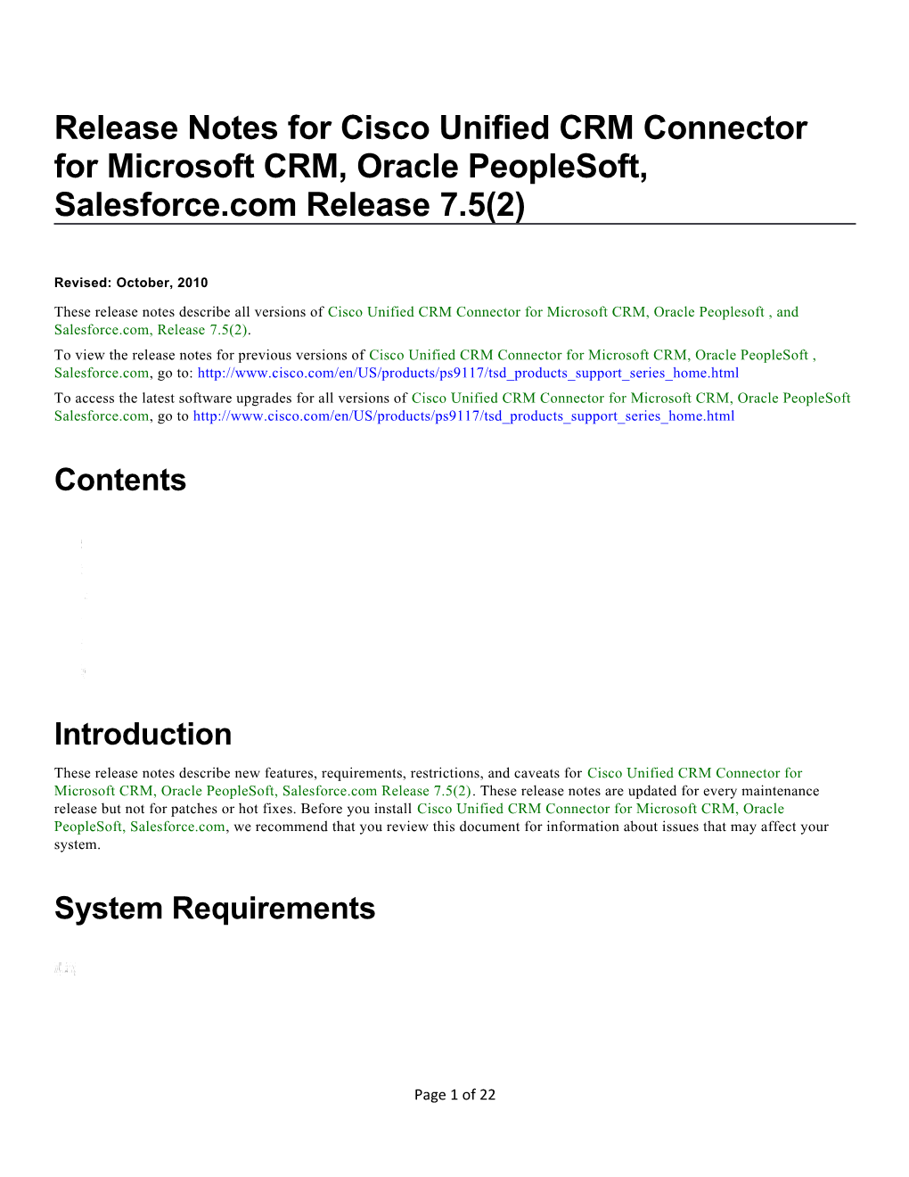 Release Notes for Cisco Unified CRM Connector for Microsoft CRM, Oracle Peoplesoft