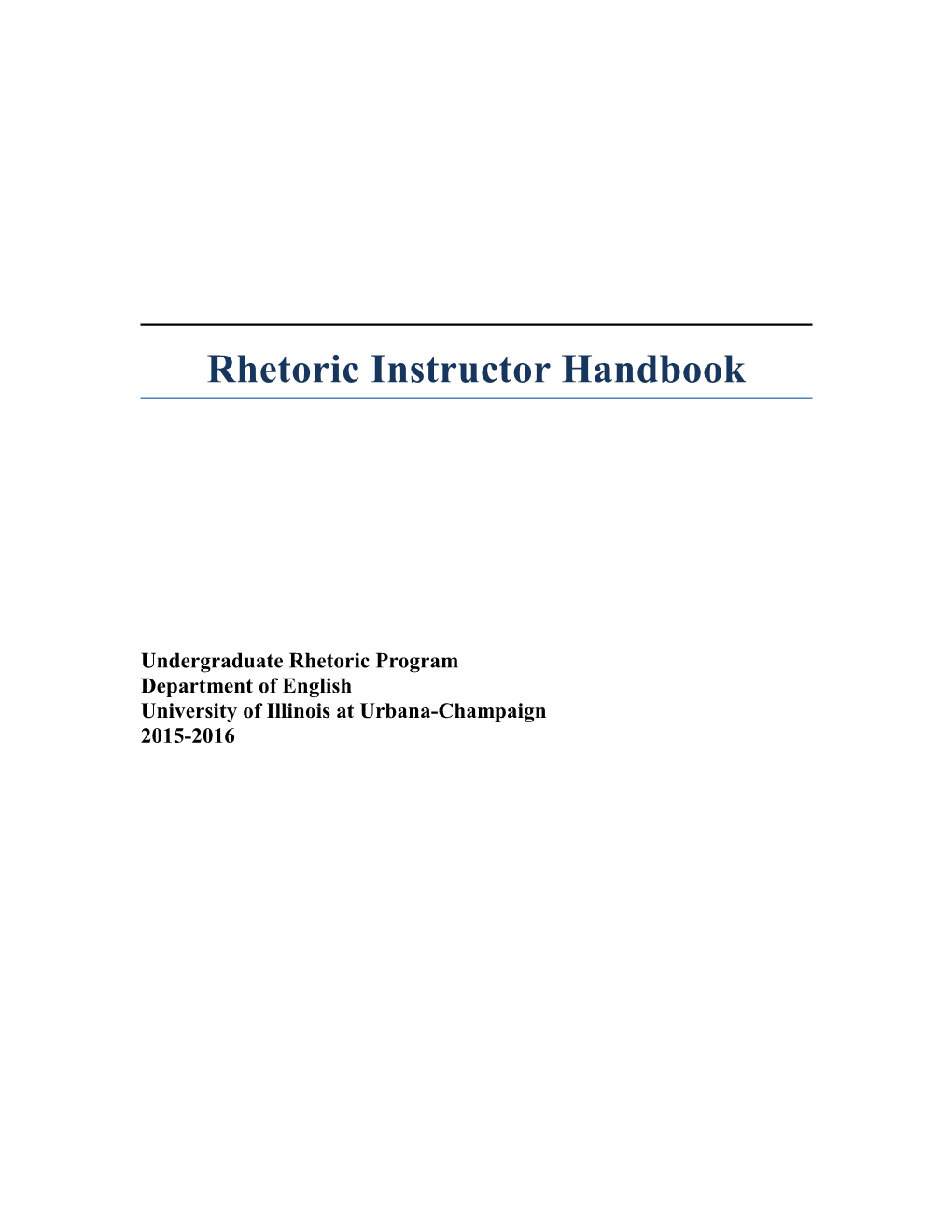 Rhetoric Instructor Handbook