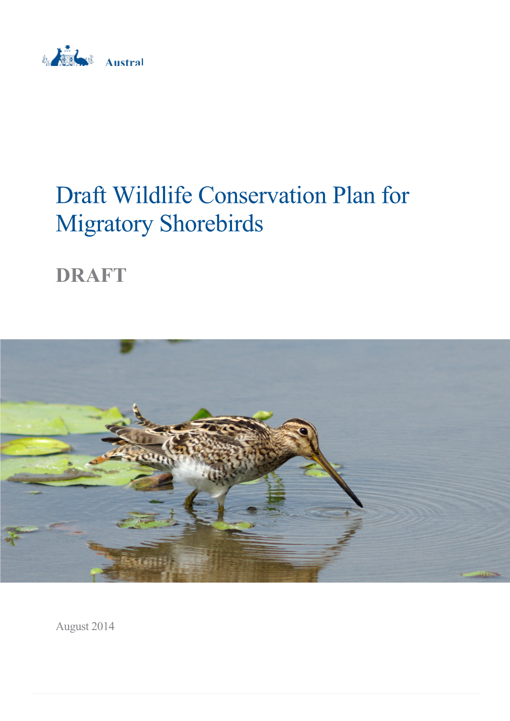 Draft Wildlife Conservation Plan for Migratory Shorebirds