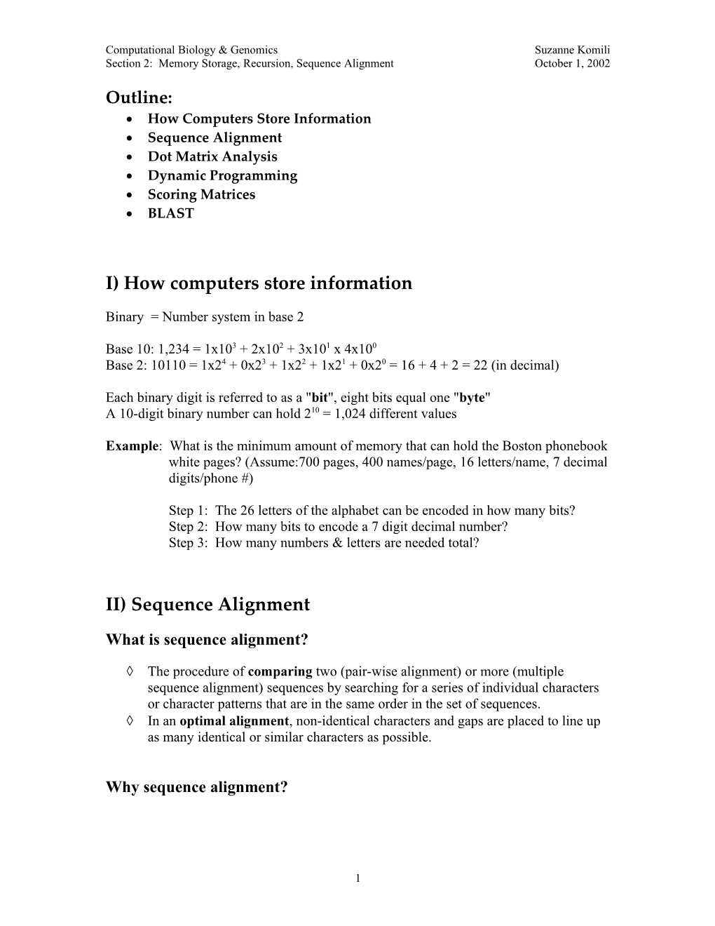 Computational Biology & Genomicssuzanne Komili