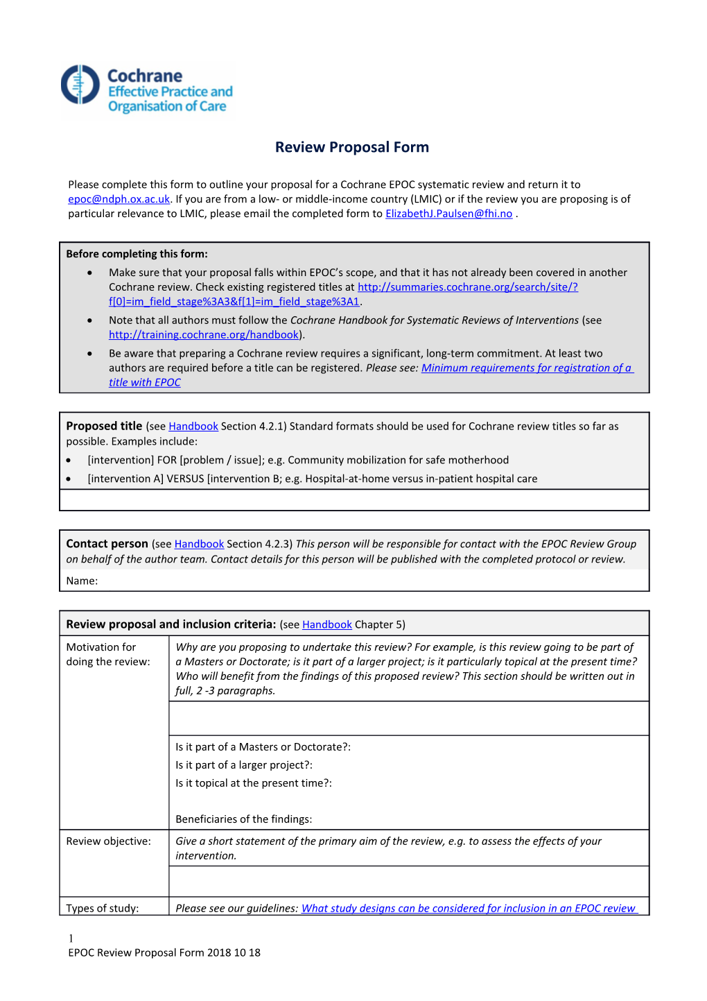 Review Proposal Form