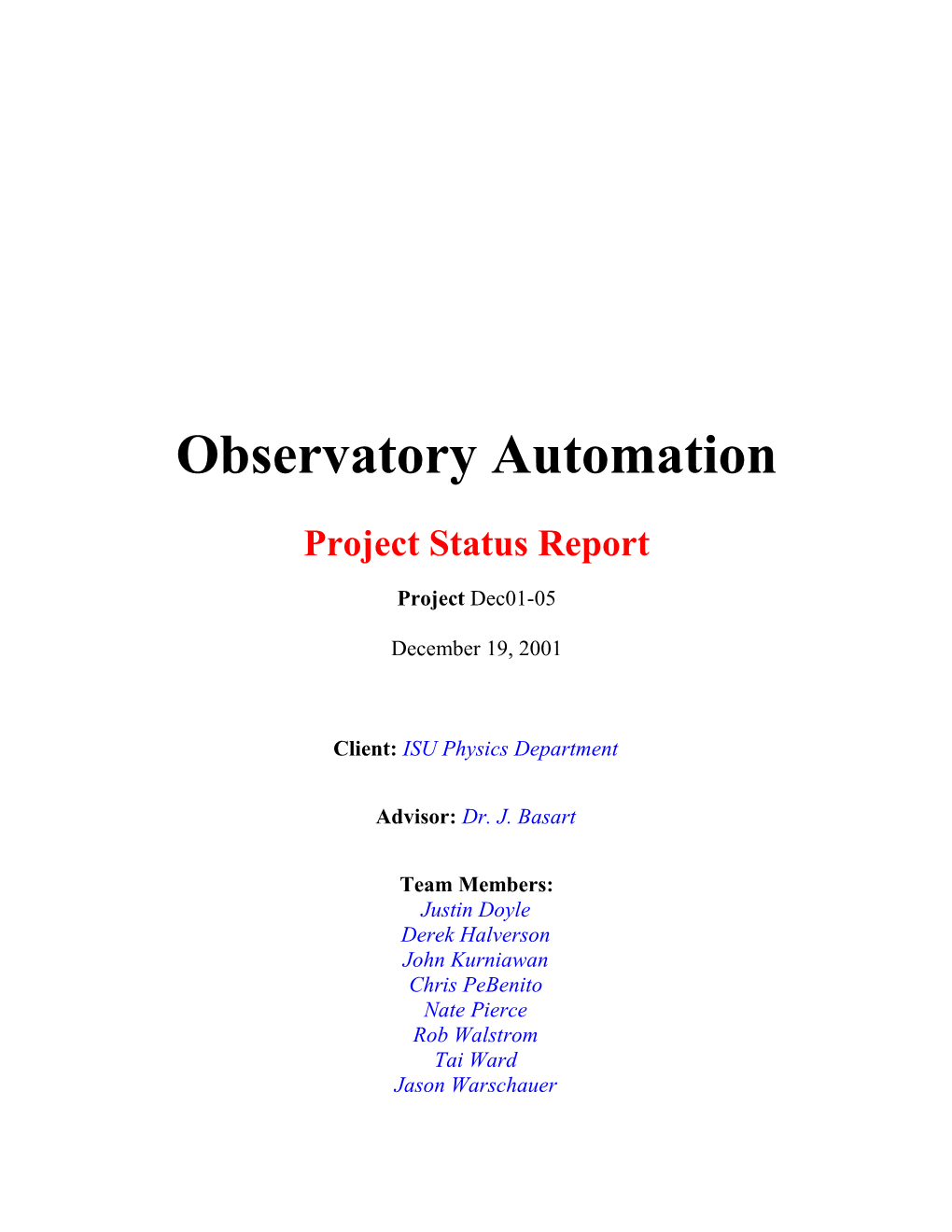 Observatory Automation