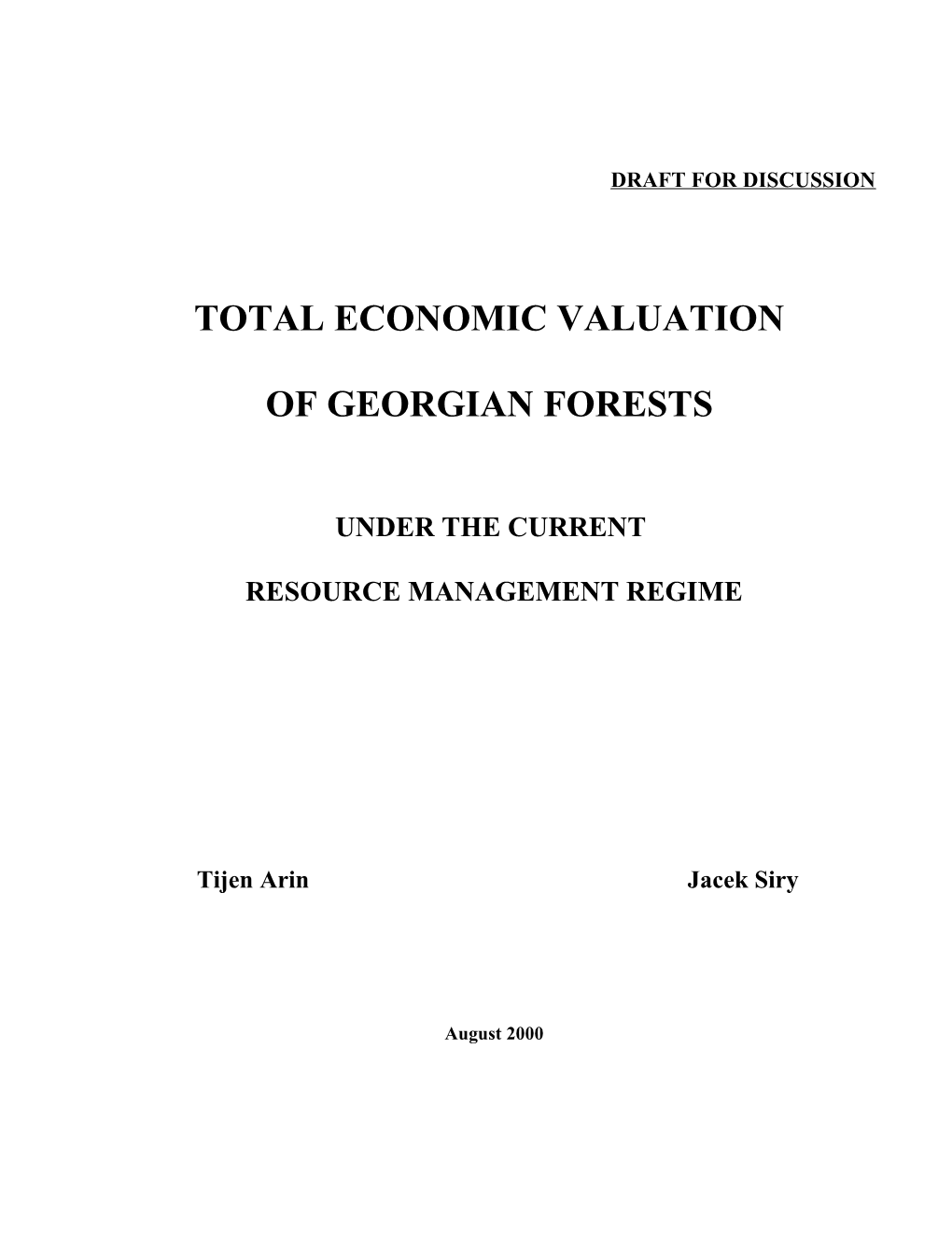 Total Economic Valuation