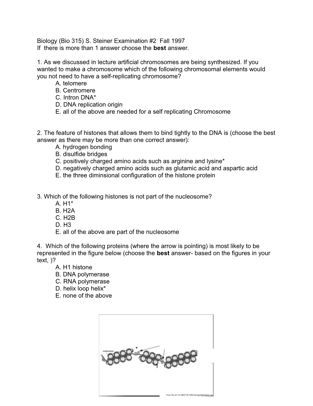 Biology (Bio 315) S. Steiner Examination #2 Fall 1997