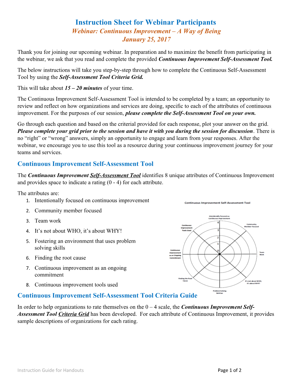 Instruction Sheet for Webinar Participants