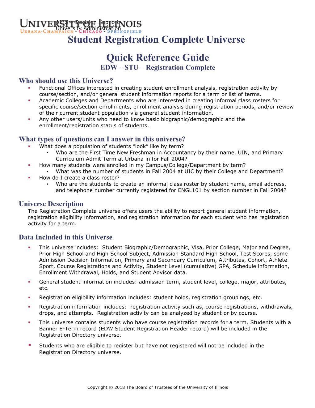 Quick Reference Guide EDW STU Registration Complete