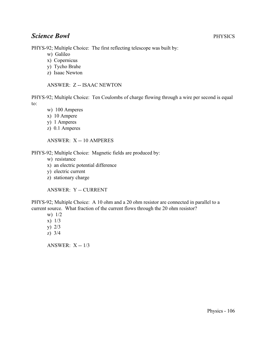 Science Bowl (Physics Part 16)