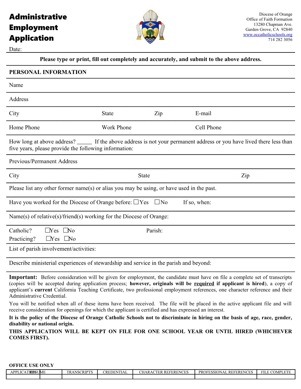 Teacher Employment Application