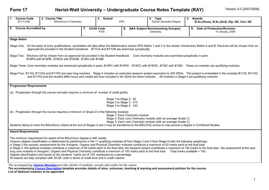 Heriot-Watt University - Course Notes Template for Civil Engineering