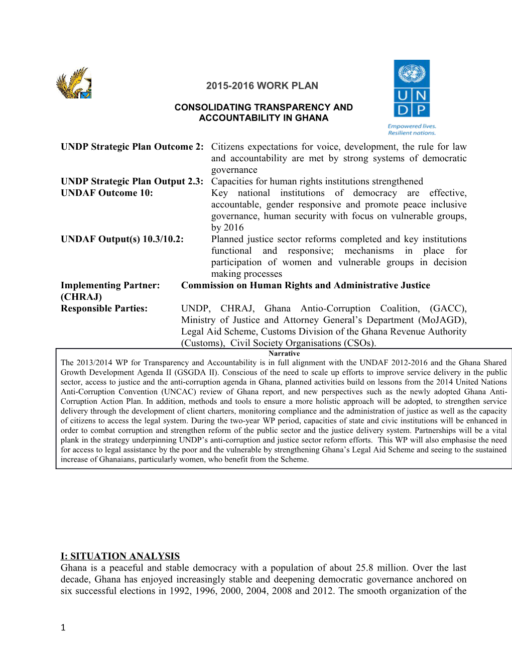 UNDP Strategic Plan Output 2.3: Capacities for Human Rights Institutions Strengthened