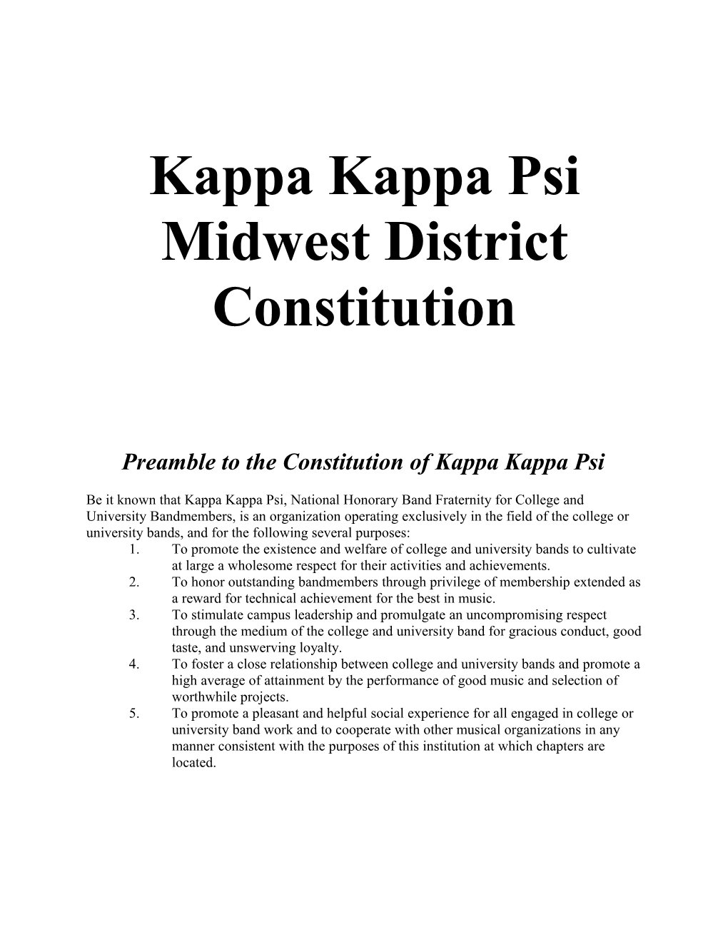 Preamble to the Constitution of Kappa Kappa Psi