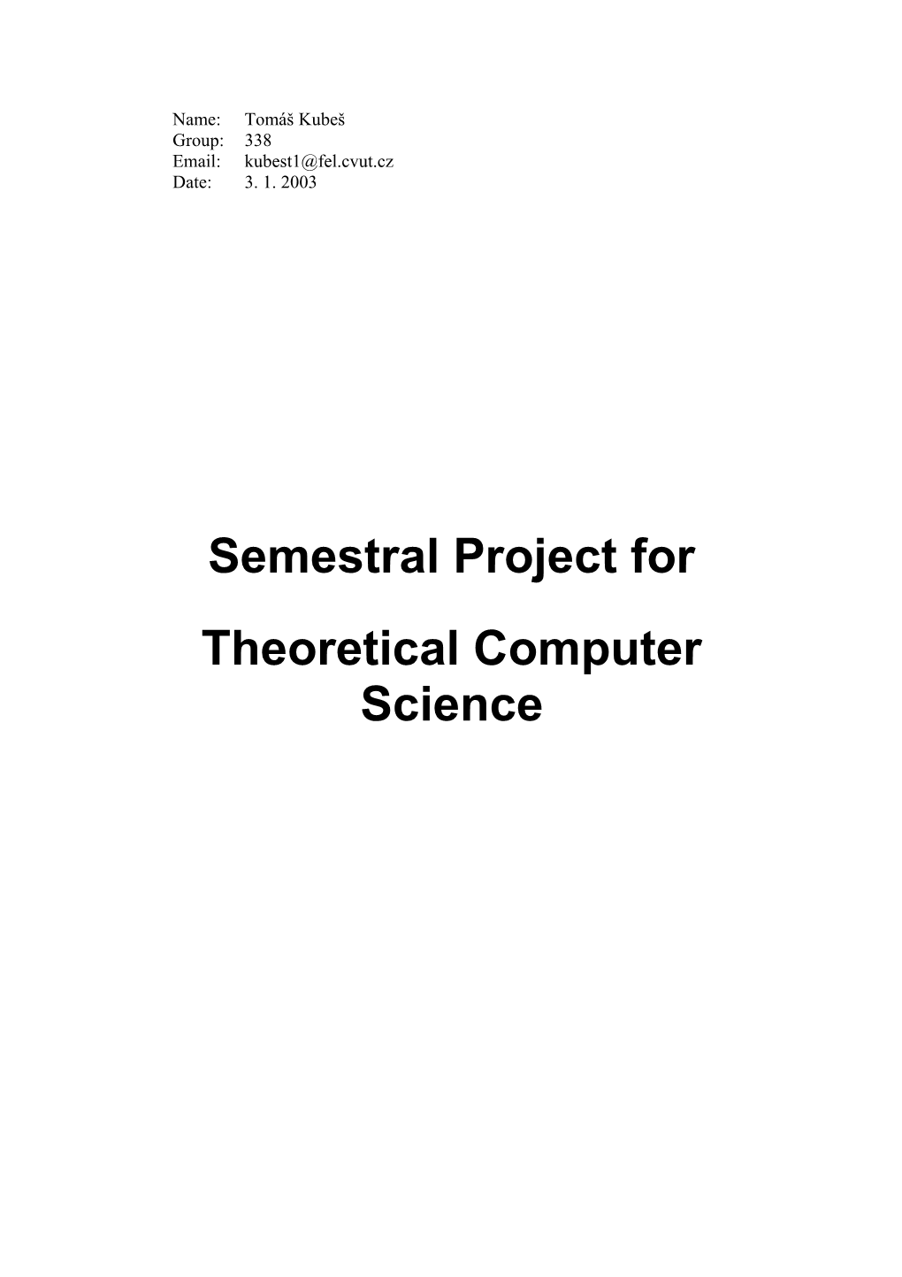 Semestral Project For