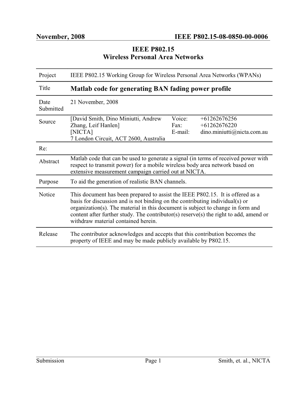 Matlab Code for Generating BAN Fading Power Profile