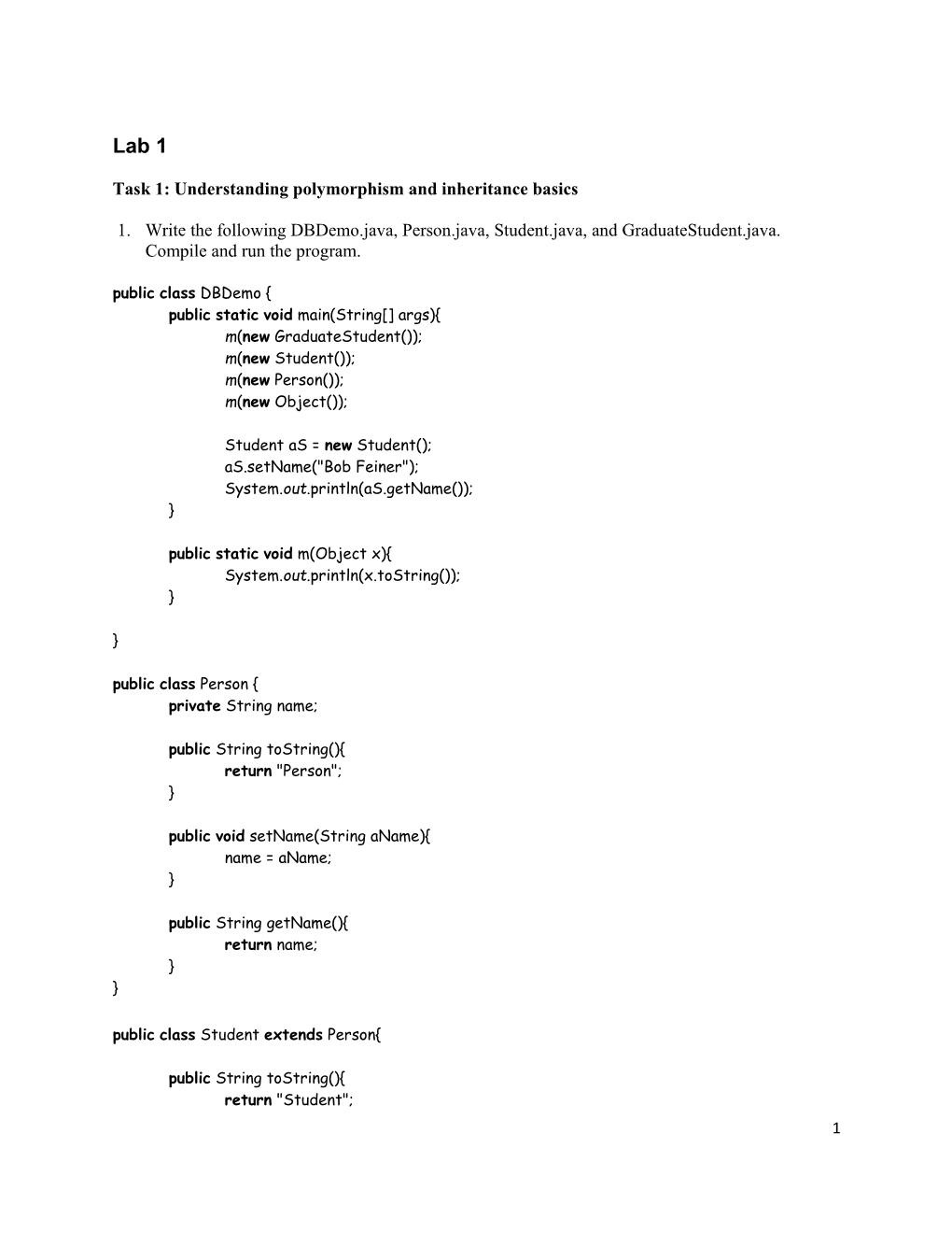 Task 1: Understanding Polymorphism and Inheritance Basics