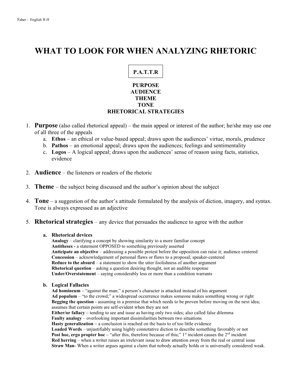 What to Look for When Analyzing Rhetoric