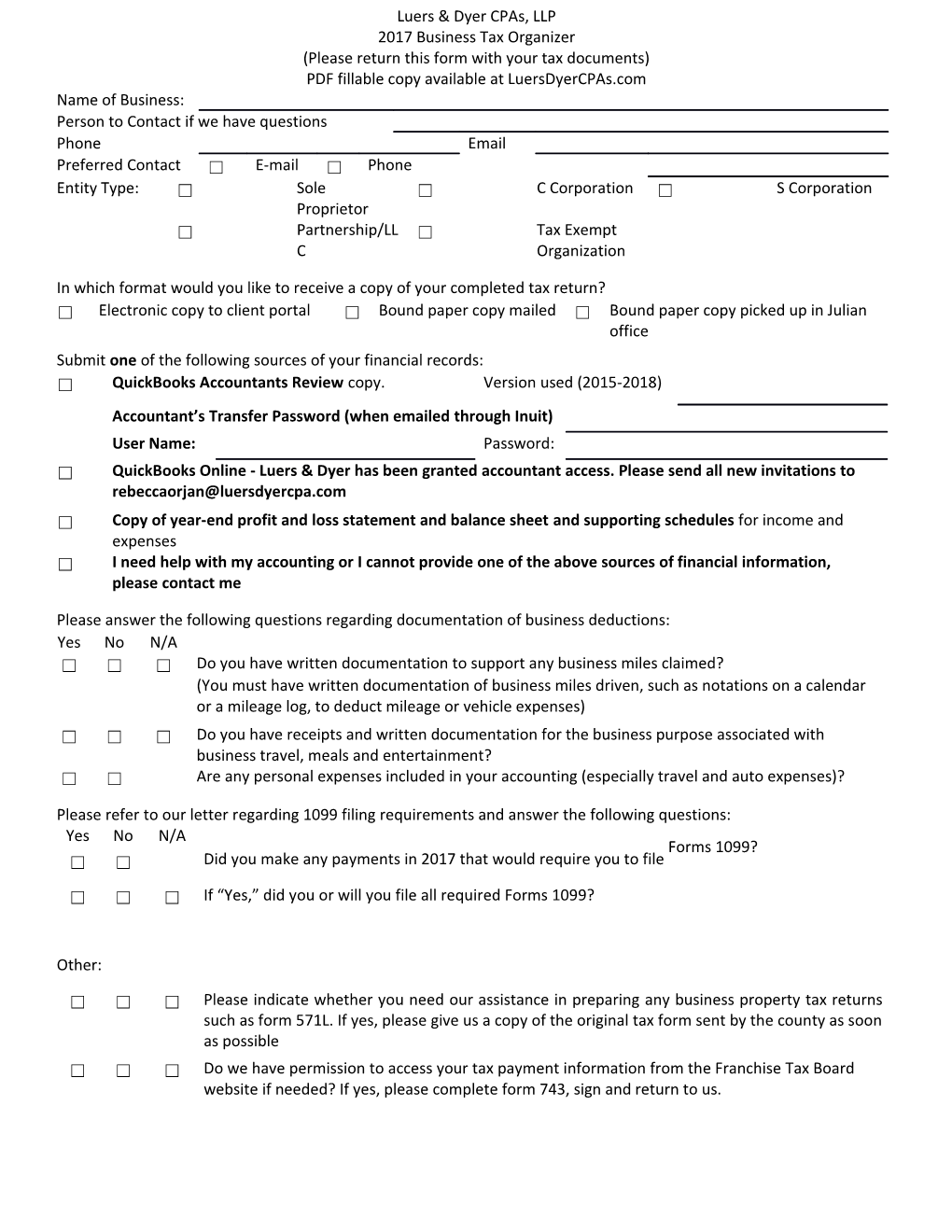 In Which Format Would You Like to Receive a Copy of Your Completed Tax Return?