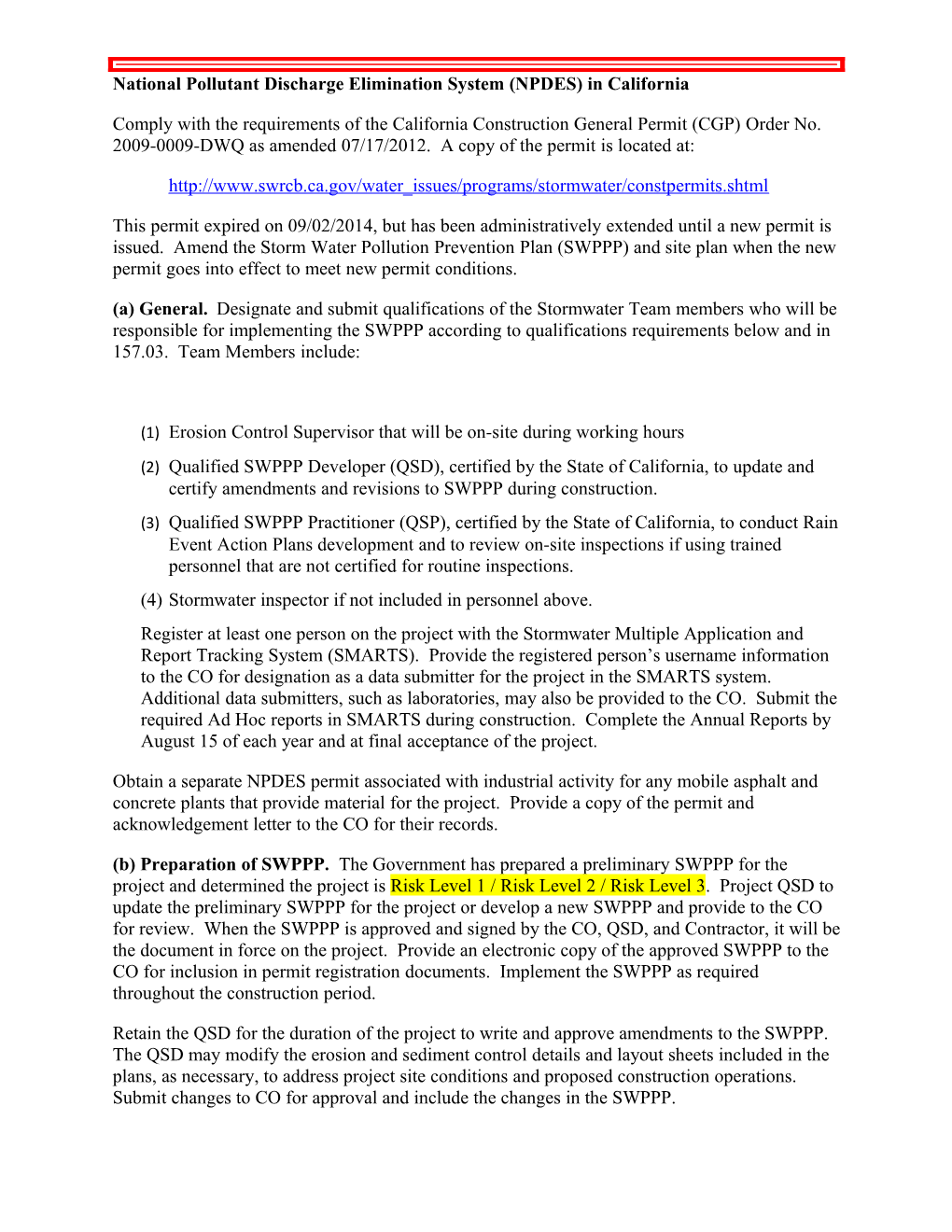 National Pollutant Discharge Elimination System (NPDES) in California