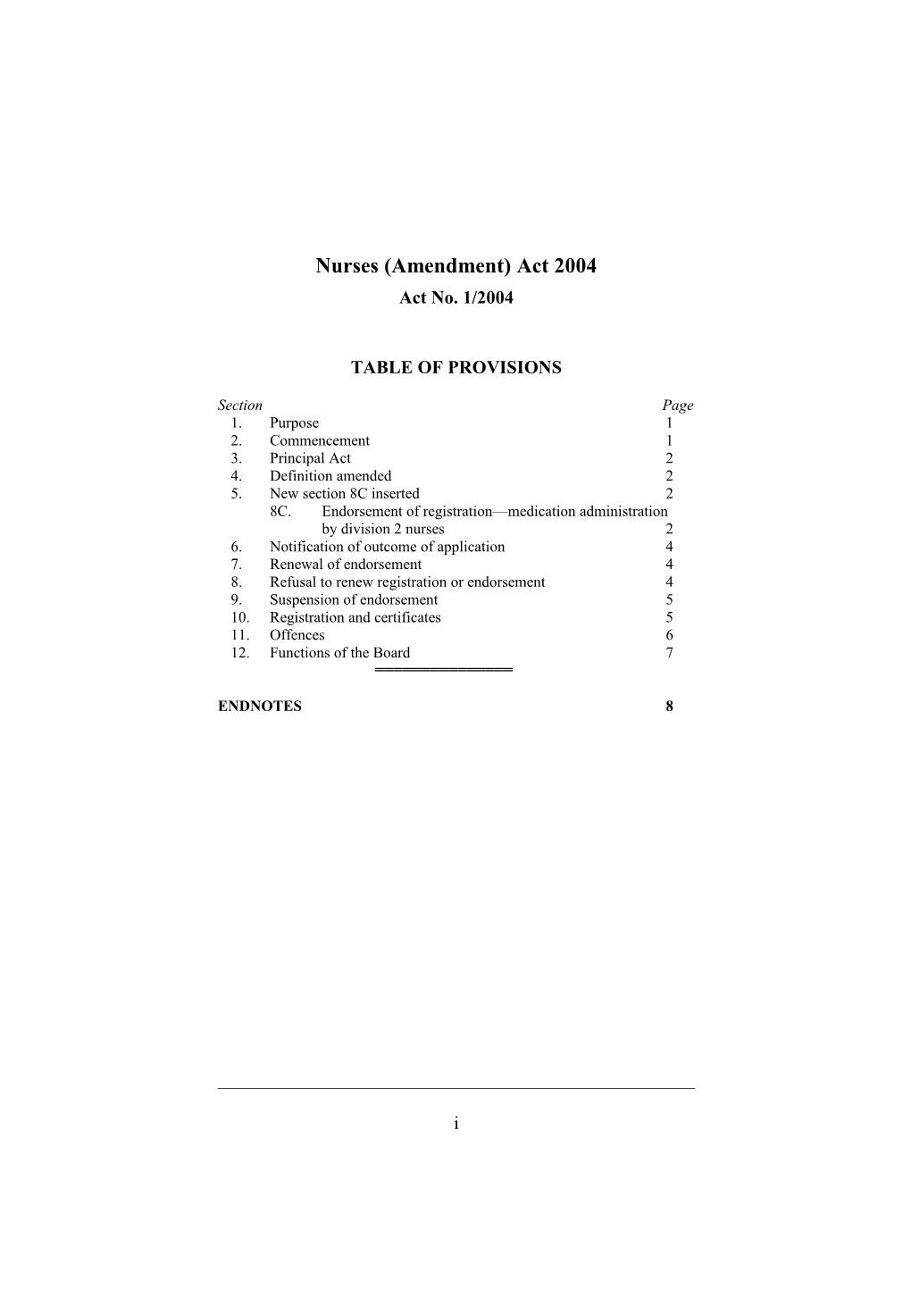 Nurses (Amendment) Act 2004