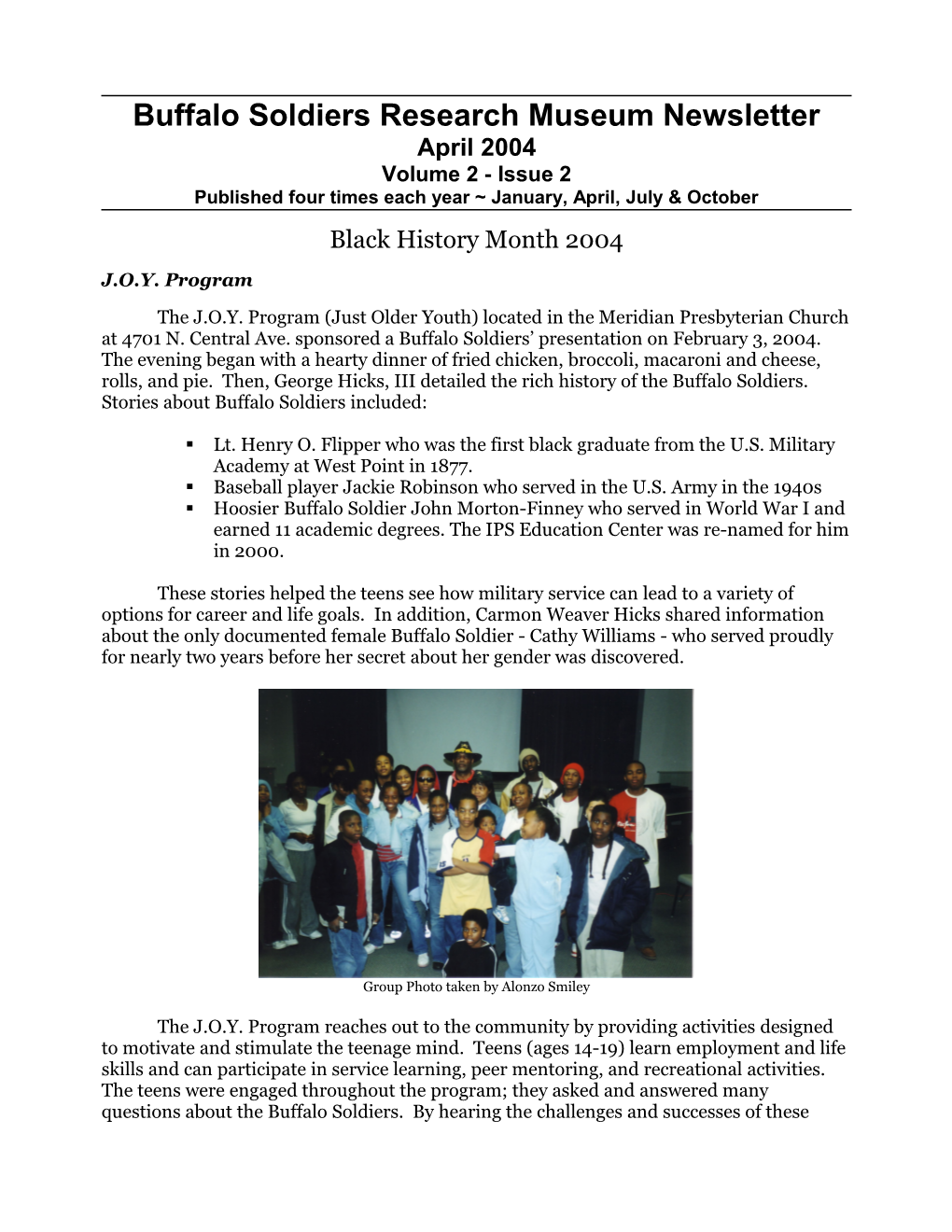 Buffalo Soldiers Research Museum Newsletter
