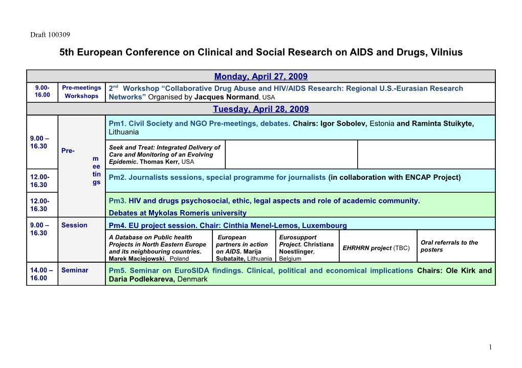 5Th European Conference on Clinical and Social Research on AIDS and Drugs, Vilnius