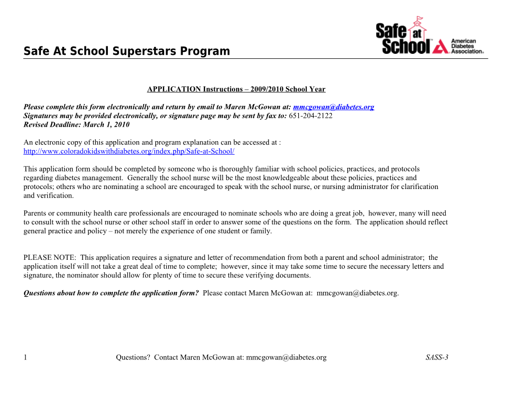 Ada S National Safe at School Recognition Program