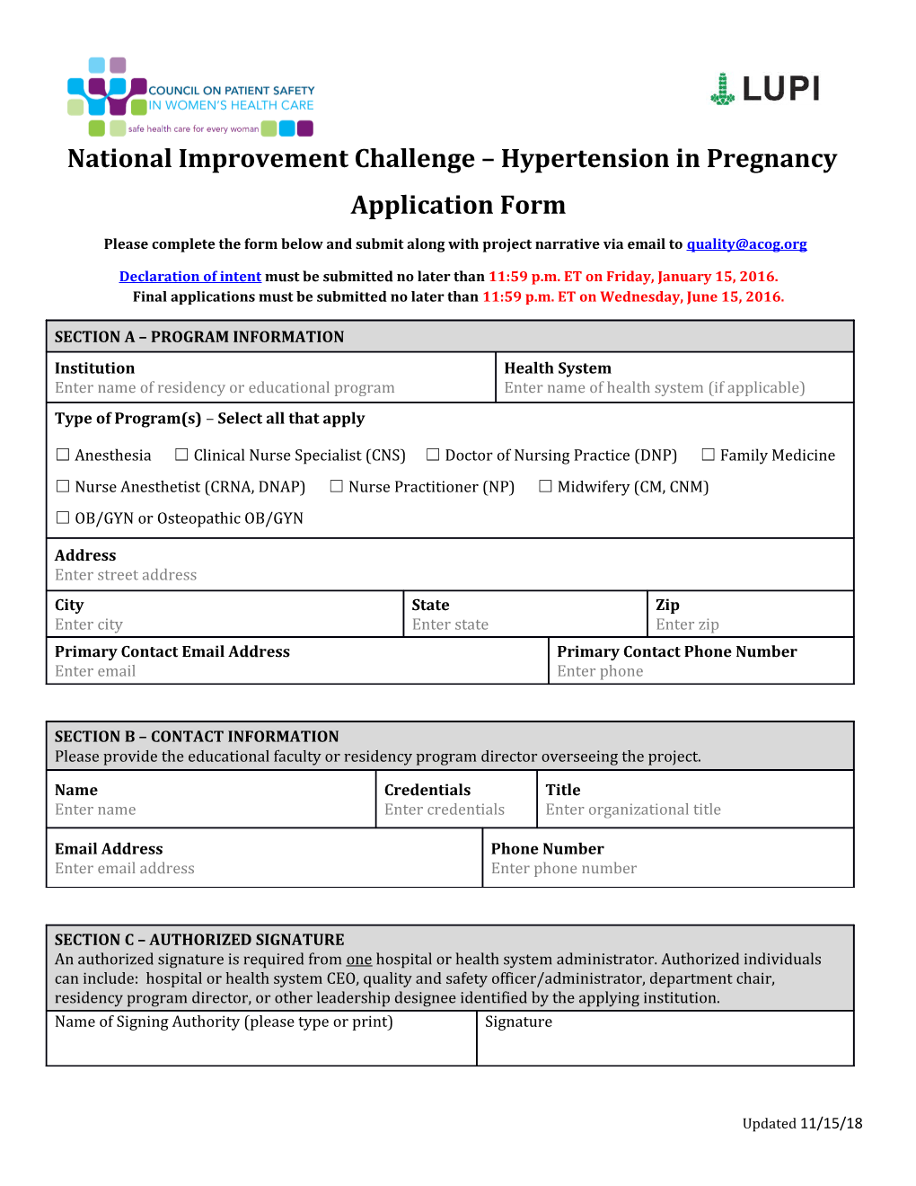 National Improvement Challenge Hypertension in Pregnancy
