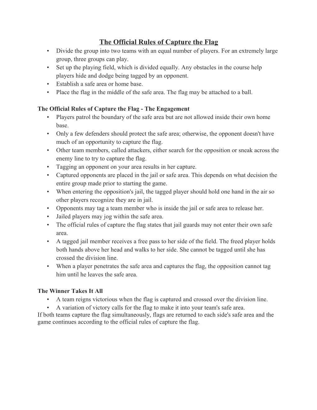 The Official Rules of Capture the Flag