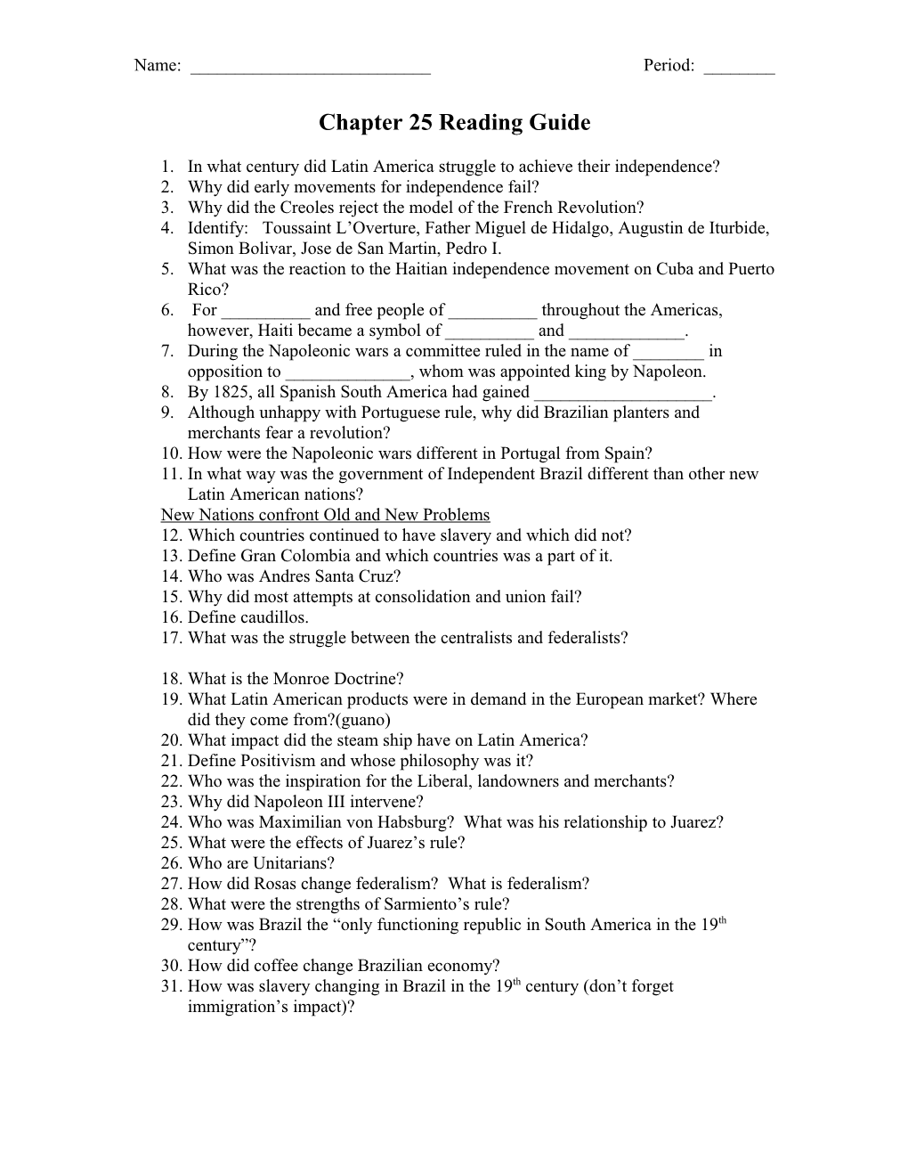 Chapter 25 Guided Reading Questions