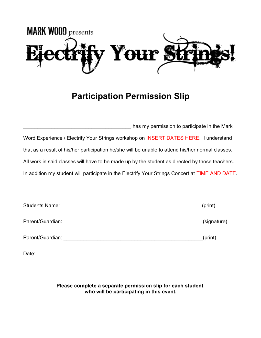 Participation Permission Slip