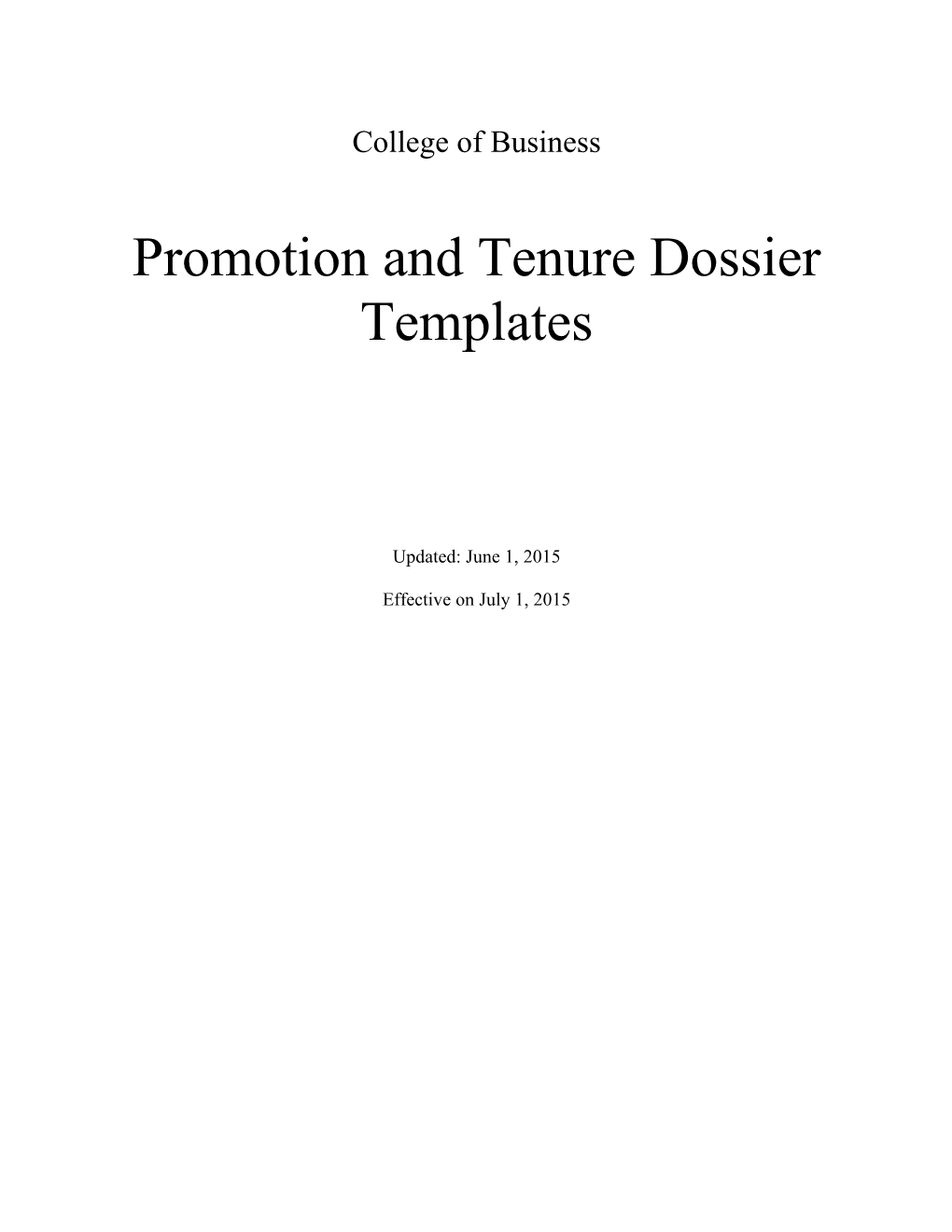 Promotion and Tenuredossier Templates