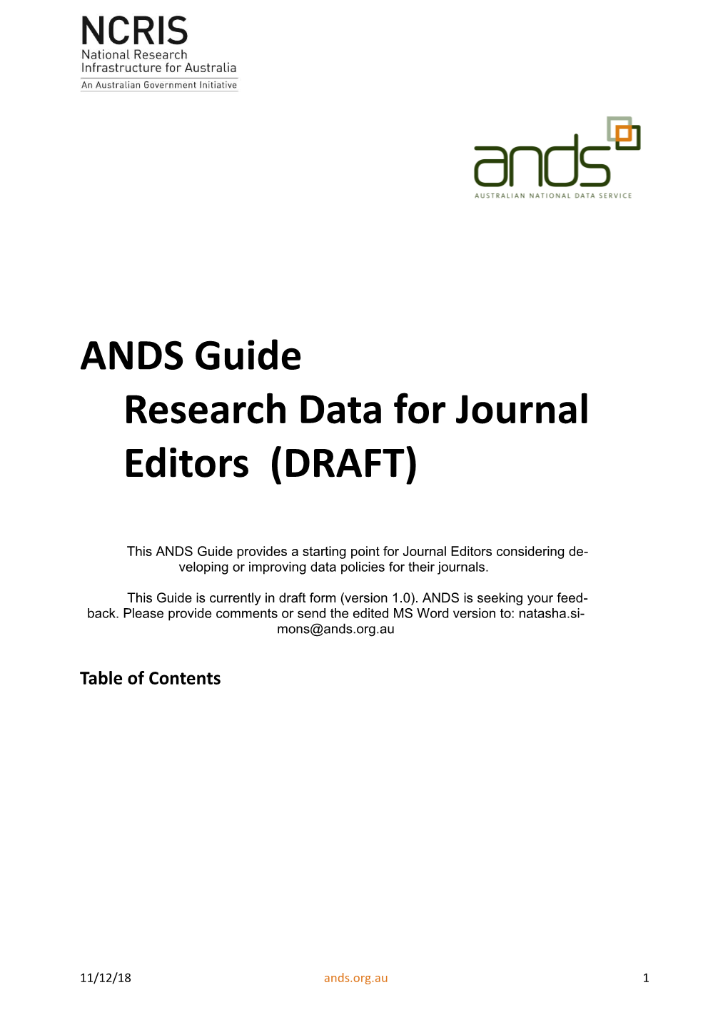 Research Data for Journal Editors (DRAFT)