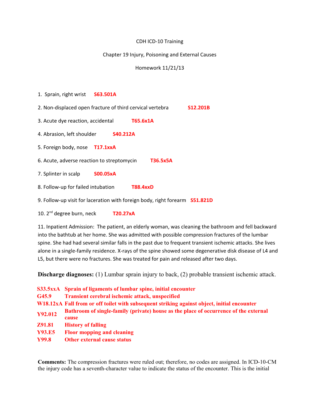 Chapter 19 Injury, Poisoning and External Causes