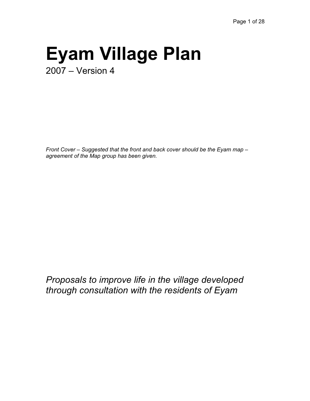 Eyam Village Plan