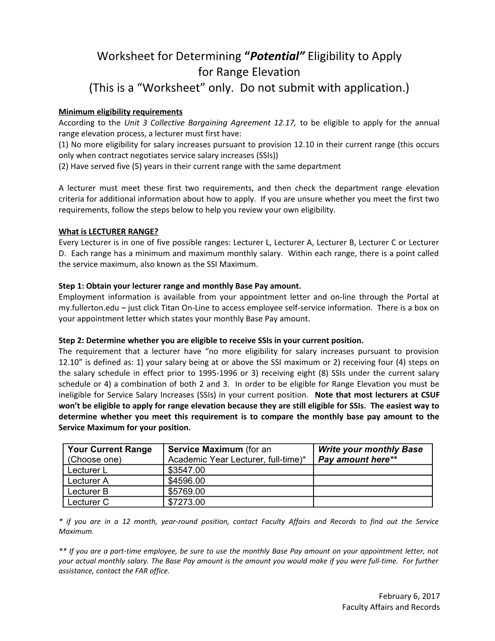 Worksheet for Determining Potential Eligibility to Apply