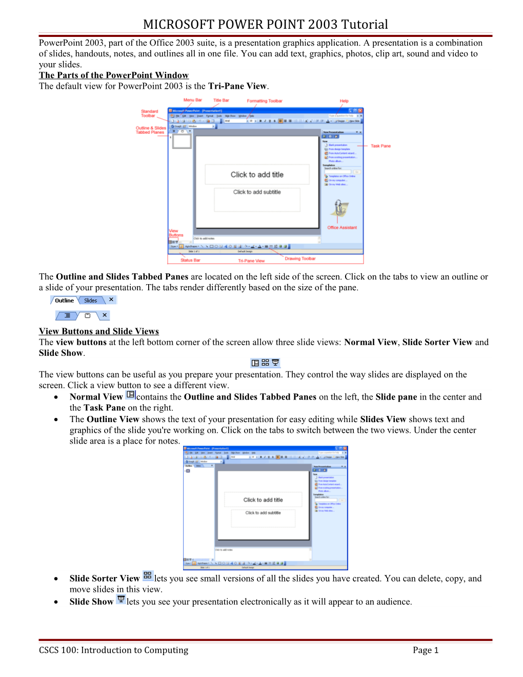 MICROSOFT POWER POINT 2003 Tutorial